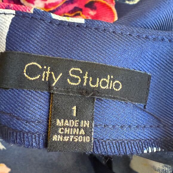 City Studio Maxi Skirt Juniors 1 Blue Floral Formal Evening Party Event Prom - Picture 4 of 12